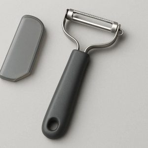 Precision Swivel Peeler with Protective Cover Stainless Steel Blade for Detailed Fruit and Vegetable Peeling Compact Kitchen Tool Gray
